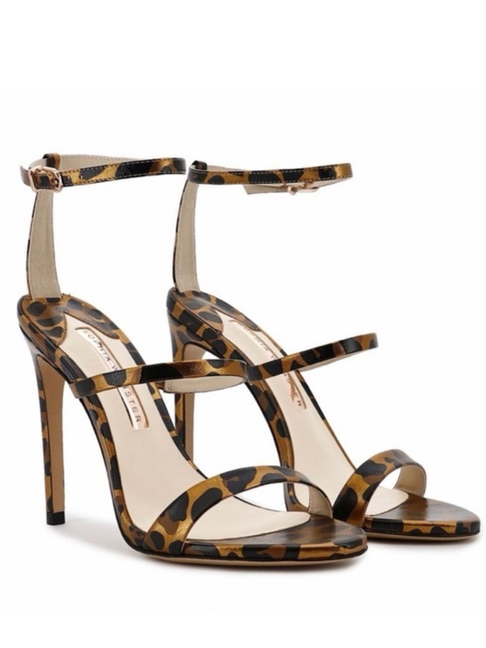 Sophia Webster Leopard-Print Ankle-Strap Stiletto Sandals - Brown/Black